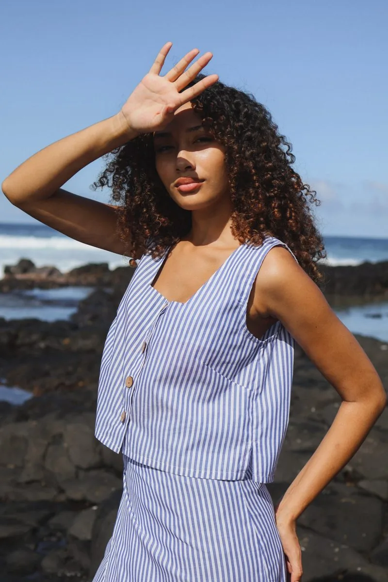 Ensemble rayé bleu et blanc, Le Rendez-vous